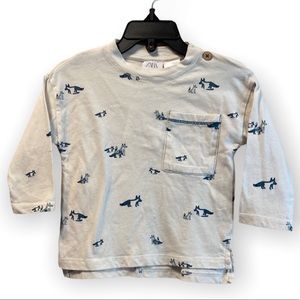 NWT Zara Wolf Long Sleeve Pocket Tee
